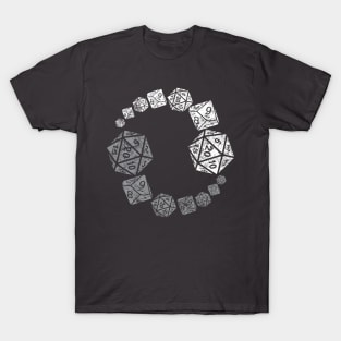 RPG Yin Yang Dice | Distressed Gray and White Design T-Shirt